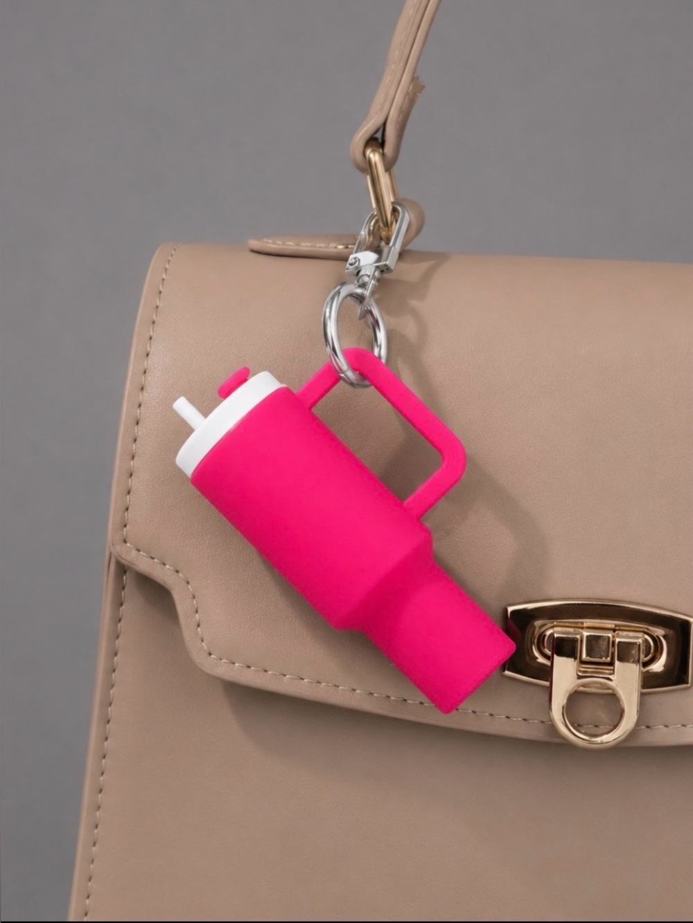 (NWOT) Pink/White Mini Tumbler Bag Charm Keychain